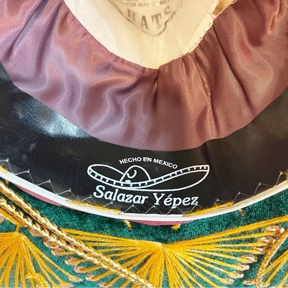 Salazar Yepez Mariachi Mexican Sombrero Green Gold Sequins - Picture 8 of 11